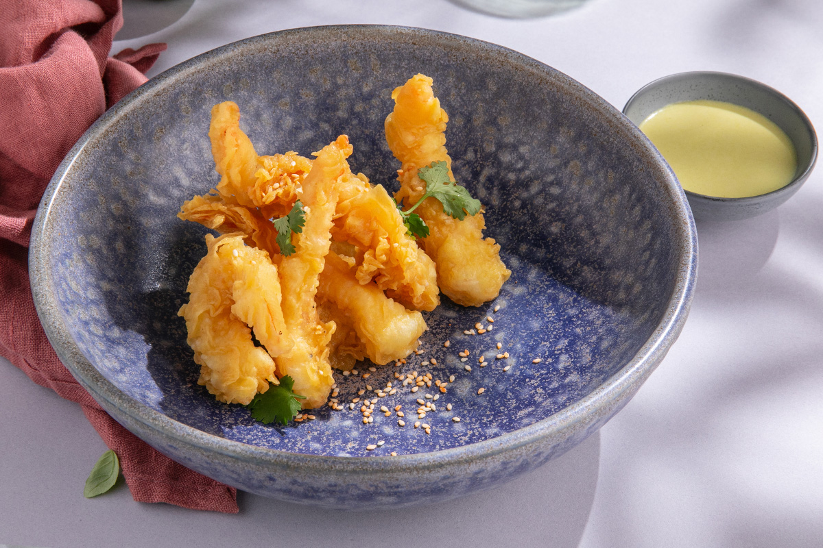 Хрустящие тигровые креветки васаби